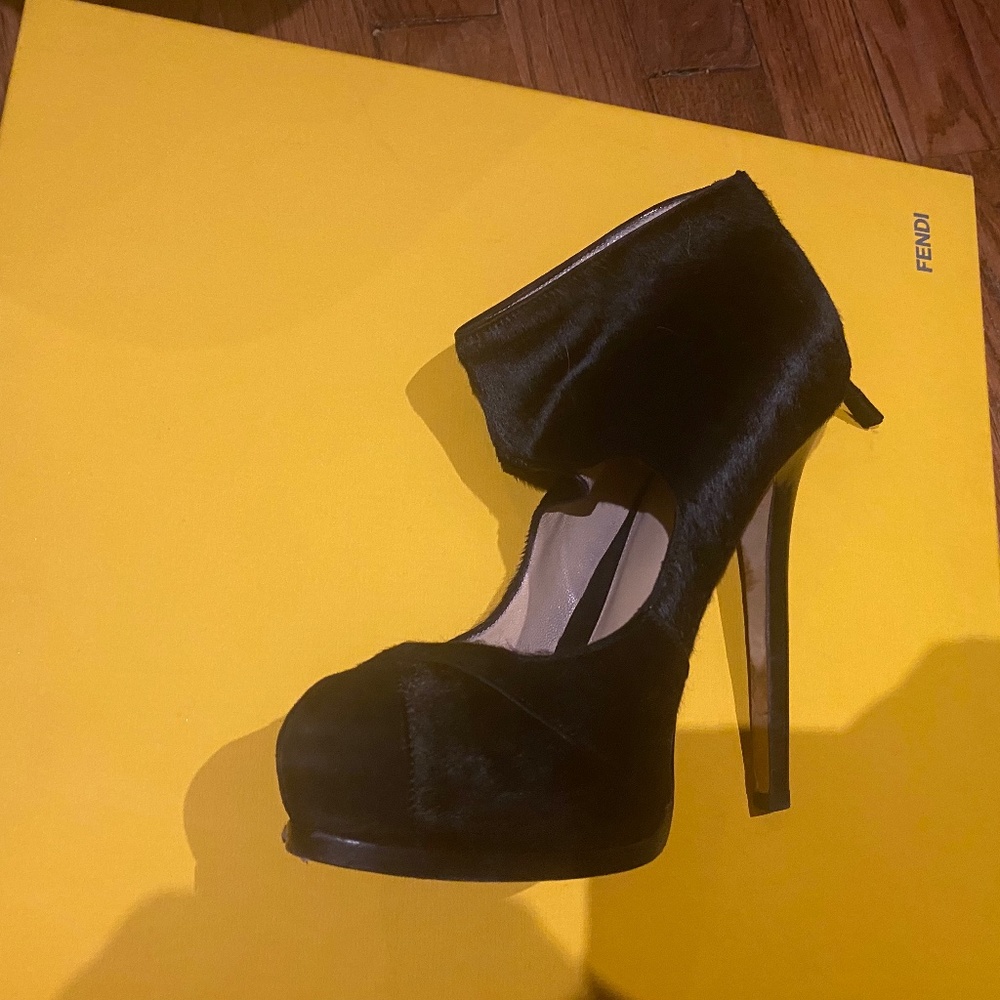 Fendi fur heeled Mary jane
